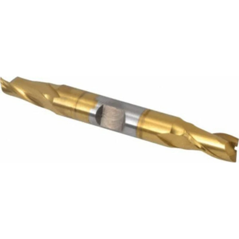 OSG 5/16, 9/16 LOC, 3/8 Shank Diam, 3-1/8 OAL, 2 Flute, Cobalt Square End Mill Double End, TiN Finish, Spiral Flute, ...